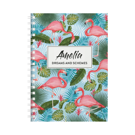 Personalised Flamingo Combined Diary & Notebook in Turquoise by FROM YOU TO ME