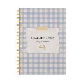 Personalised Cottage Gingham Combined Diary & Notebook