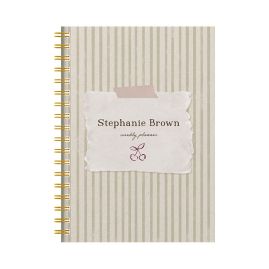 Personalised Striped Combined Diary & Notebook