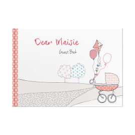 Personalised New Baby Pink hardback guest book cover  by FROM YOU TO ME