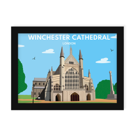 Winchester Cathedral London Print or Framed Print Black Frame by Jezzie Hill