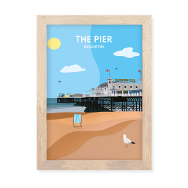 The Pier Brighton Print Oak Effect Frame by FROM YOU TO ME