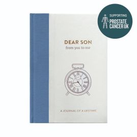 Dear Son memory journal. Supporting Prostate Cancer UK badge.