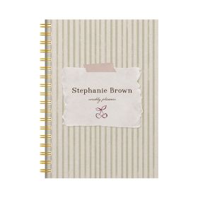 Personalised Striped Combined Diary & Notebook