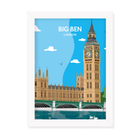 Big Ben London Print White Frame by FROM YOU TO ME