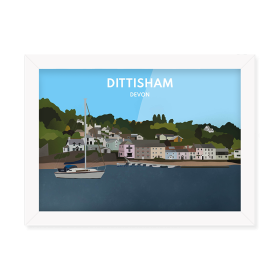 Dittisham Devon Print or Framed Print White Frame by Jezzie Hill