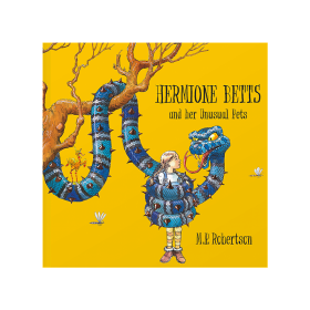 Front cover: A young girl tangled in the coils of a large, spiky blue snake.