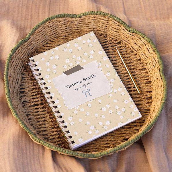 Personalised Butter Bloom Combined Diary & Notebook