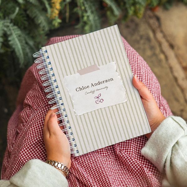Personalised Striped Combined Diary & Notebook