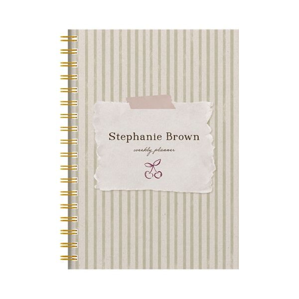 Personalised Striped Combined Diary & Notebook