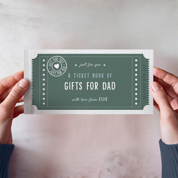 Personalised Book Of Giftable Tickets For Dads, Grandads, Brothers, Friends (Delivered Free)
