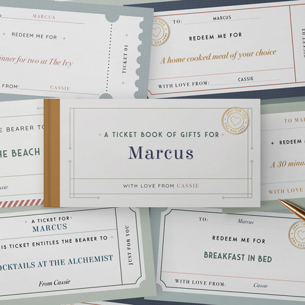 Personalised Book Of Elegant Giftable Tickets (Delivered Free)